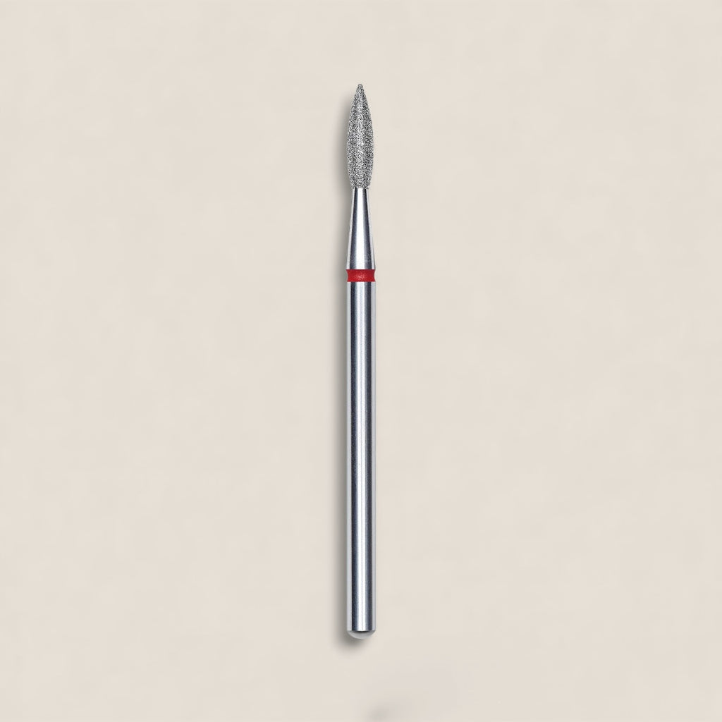 Diamond nail drill bit pointed flame red EXPERT head diameter 2,1 mm / working part 8 mm