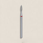 Diamond nail drill bit pointed flame red EXPERT head diameter 2,1 mm / working part 8 mm