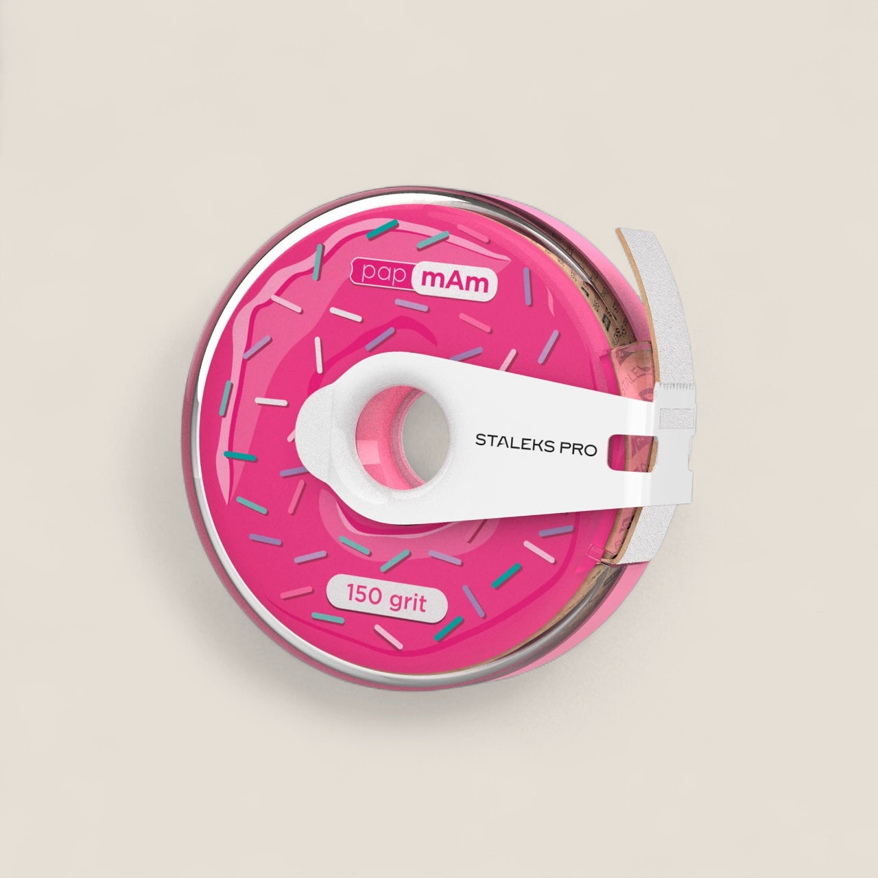 Disposable white abrasive tape papmAm EXPERT in a plastic case